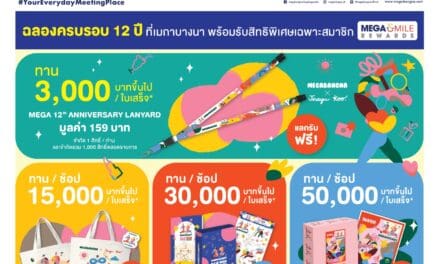 เมกาบางนา ชวนทุกคนมาร่วมฉลองกับโมเมนต์สุดพิเศษ  ในงาน 12th ANNIVERSARY : 365 MEGA MOMENTS  ตั้งแต่วันที่ 1 พฤษภาคม 2567 – 31 พฤษภาคม 2567