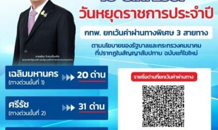 “สุริยะ” เผย “วันรัฐธรรมนูญ” 10 ธ.ค. นี้ ”การทางพิเศษฯ” ประกาศยกเว้นค่าผ่านทางพิเศษ 3 สายทาง รวม 61 ด่าน ชี้ช่วยอำนวยความสะดวก-ลดภาระค่าใช้จ่ายในการเดินทางให้กับพี่น้องประชาชน