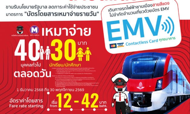 รฟฟท. ดำเนินมาตรการ “บัตรโดยสารเหมาจ่ายรายวัน” สูงสุด ไม่เกิน 40 บาท ตามนโยบายรัฐบาล เริ่ม 1 ธ.ค. 68