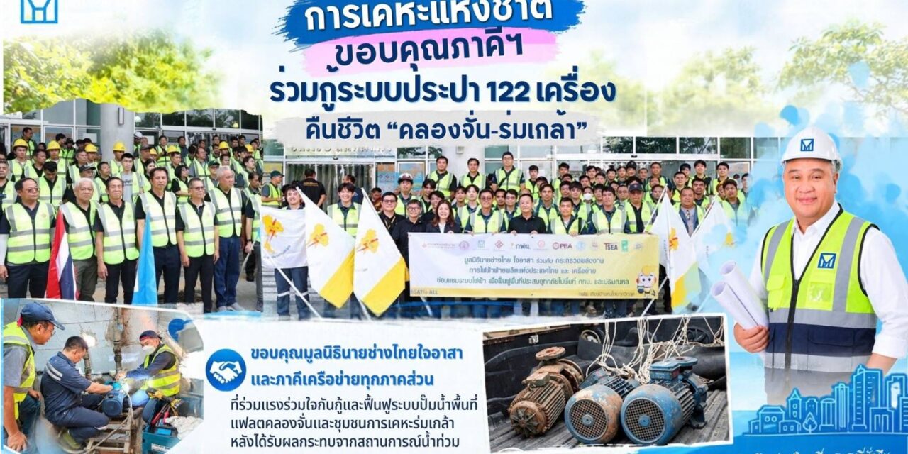 กคช. ขอบคุณภาคีฯ ร่วมกู้ระบบประปา 122 เครื่อง คืนชีวิต “คลองจั่น–ร่มเกล้า”