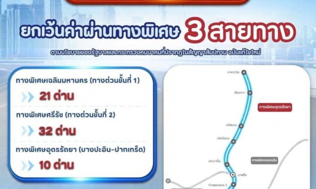 กทพ. ยกเว้นค่าผ่านทางพิเศษ 3 สายทาง วันที่ 13 ตุลาคม 2569 เนื่องในวันหยุดราชการประจำปี