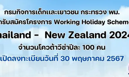 เปิดรับสมัครโครงการ Working Holiday Scheme Thailand – New Zealand 2024