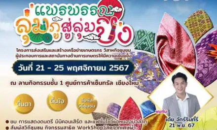 ขนทัพสินค้าด้านผ้าทอ และสินค้า OTOP บุกเมืองเหนือ ✨  “งานแพรพรรณลุ่มภูสู่ลุ่มปิง” 🥰  📍 วันที่ 21-25 พฤศจิกายน 2567  📍 ณ ลานกิจกรรมชั้น1 ศูนย์การค้าเซ็นทรัล เชียงใหม่