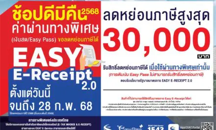 กทพ.เข้าร่วมโครงการ Easy E-Receipt 2.0 ค่าผ่านทางพิเศษ เงินสด / Easy Pass ลดหย่อนภาษีได้ตั้งแต่วันนี้ จนถึง 28 ก.พ. 2568