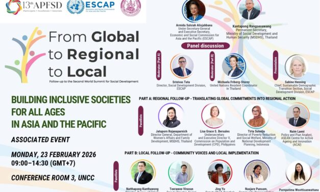 ไทยเตรียมจัดเวทีคู่ขนาน APFSD 2026 ณ UN กรุงเทพฯ ขับเคลื่อน “สังคมทุกช่วงวัย” เชื่อมพันธกรณีโลกสู่การปฏิบัติจริงในภูมิภาค