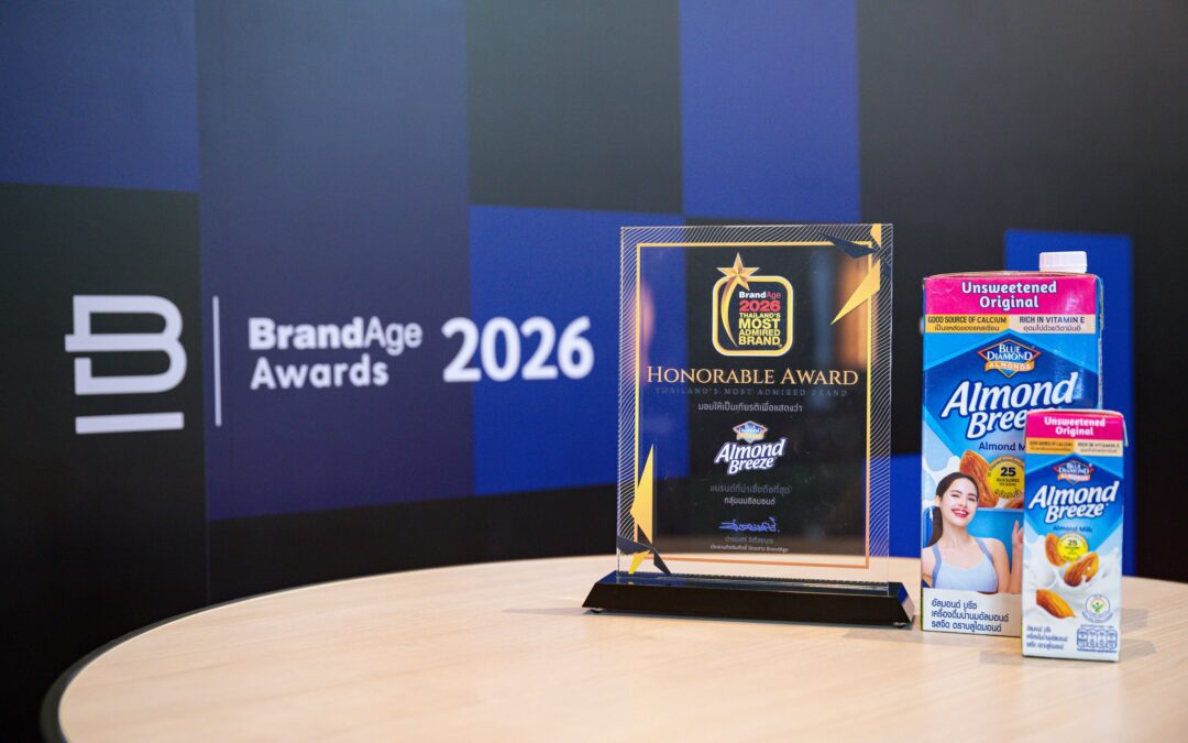 “บลูไดมอนด์ อัลมอนด์ บรีซ” คว้าอันดับ 1 Thailand’s Most Admired Brand 2026 ต่อเนื่องปีที่ 4 ตอกย้ำความเป็นผู้นำตลาดนมอัลมอนด์ในไทย